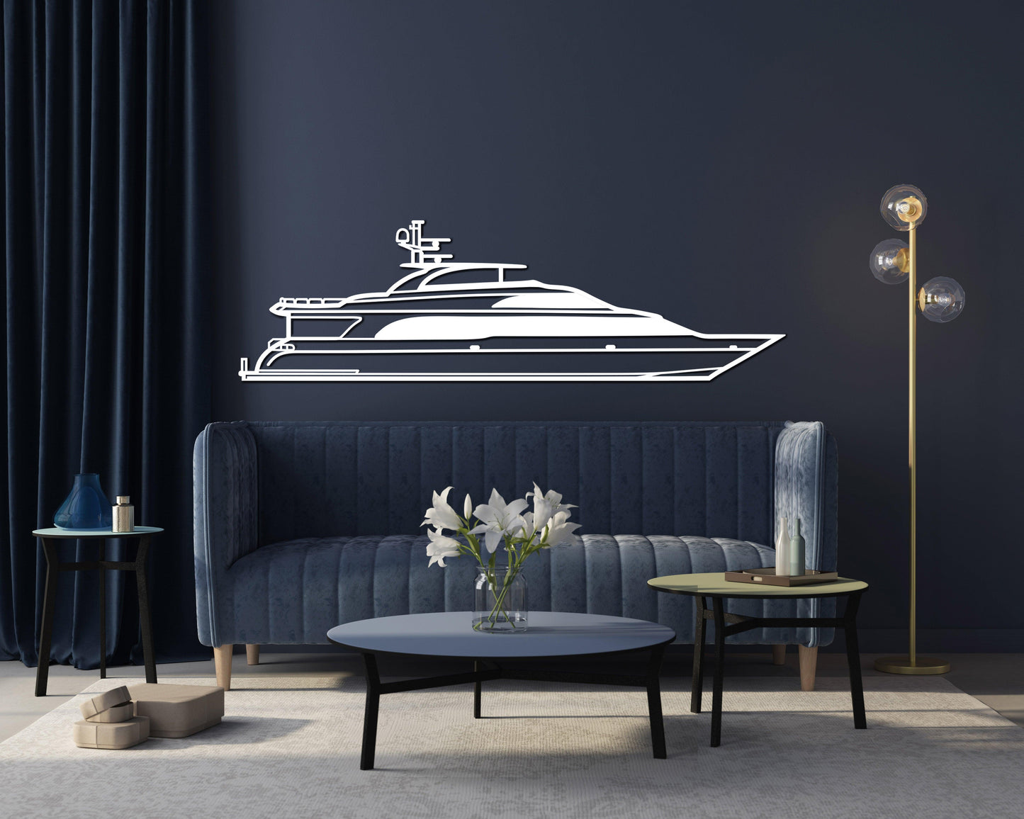 Hargrave 125 Metal Yacht Silhouette Wall Art - Artifay Decor