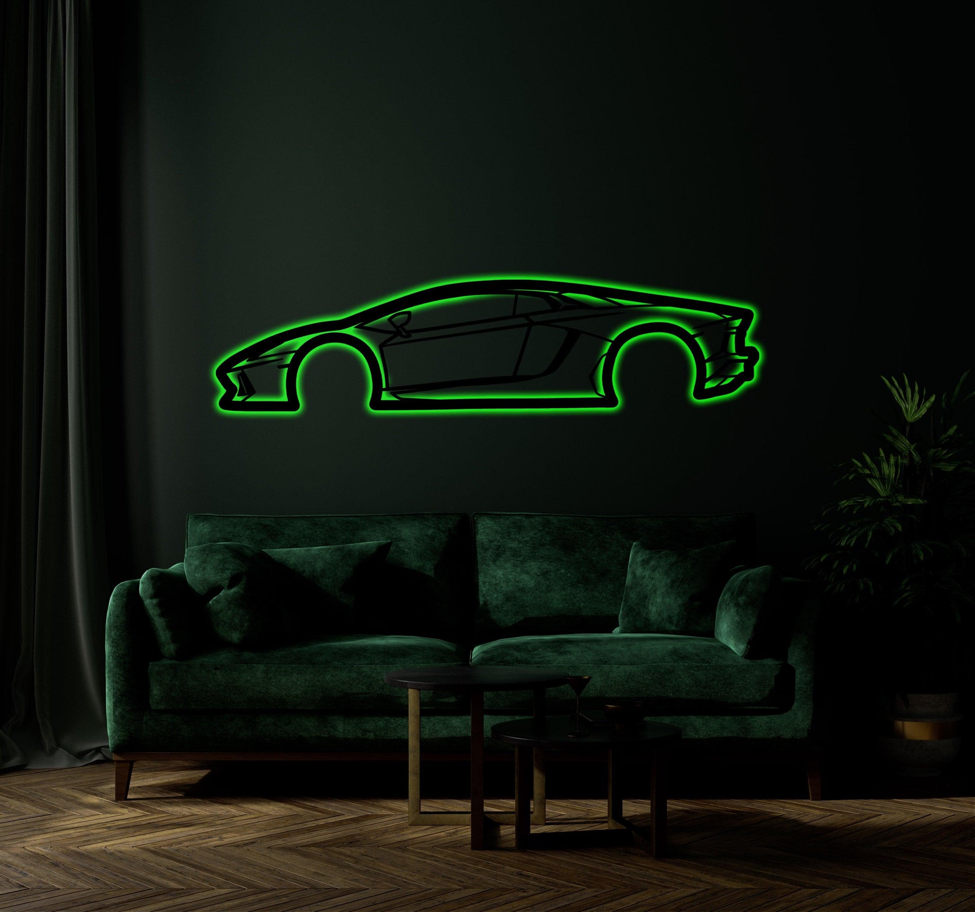 Lamborghini Aventador 2015 Metal Wall Art With Neon Light - Artifay Decor