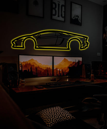 Lamborghini Aventador 2015 Metal Wall Art With Neon Light - Artifay Decor