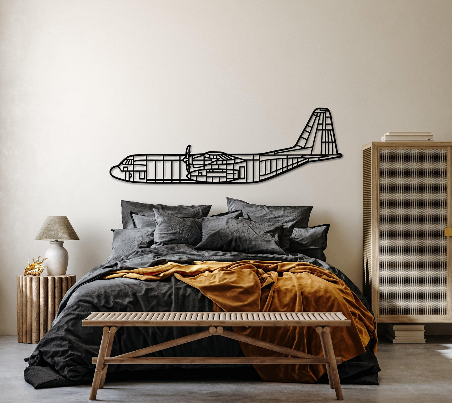 Lockheed Martin C-130J Metal Aircraft Silhouette Wall Art - Artifay Decor