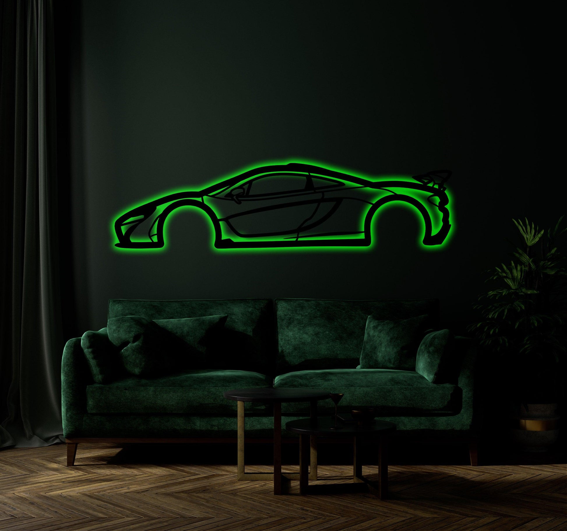 Mclaren P1 Metal Car Wall Art With Neon Light - Artifay Decor