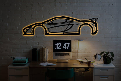 Mclaren P1 Metal Car Wall Art With Neon Light - Artifay Decor