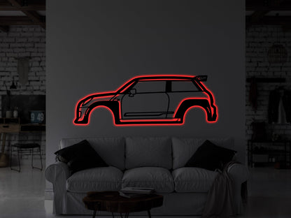 Mini Cooper GP3 2021 Metal Wall Art With Neon Light - Artifay Decor