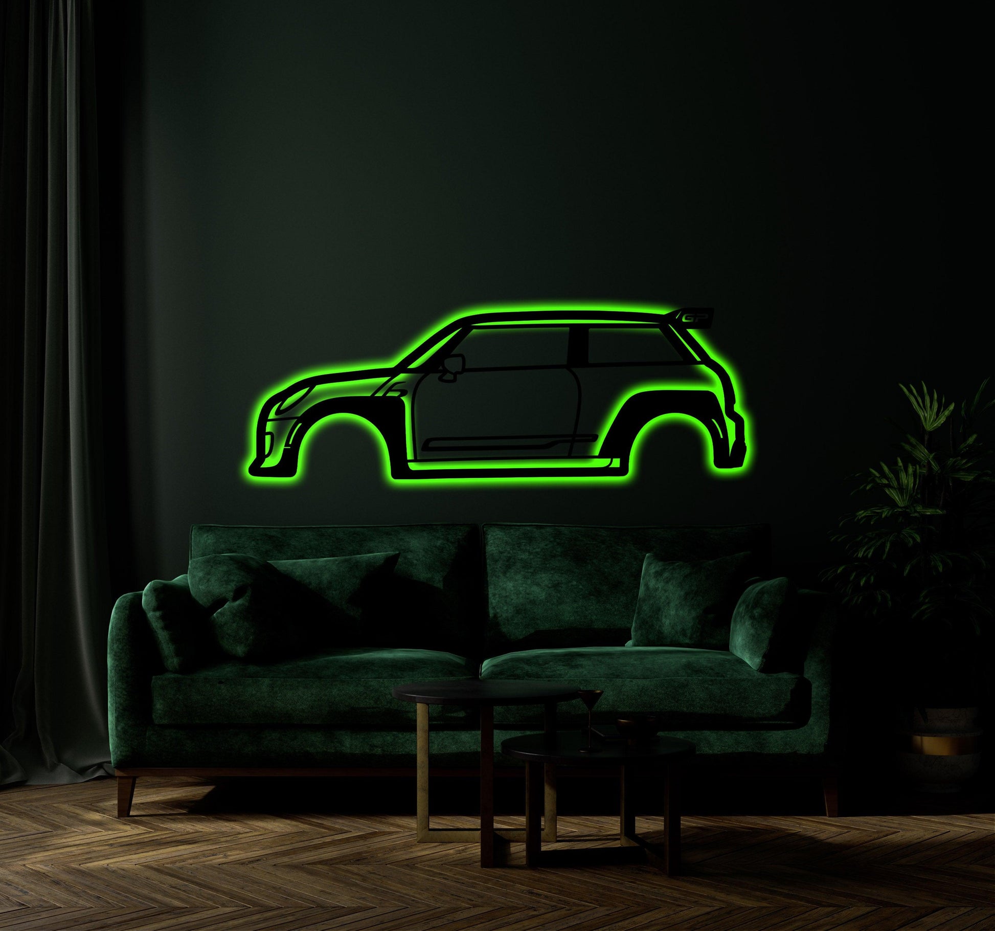 Mini Cooper GP3 2021 Metal Wall Art With Neon Light - Artifay Decor