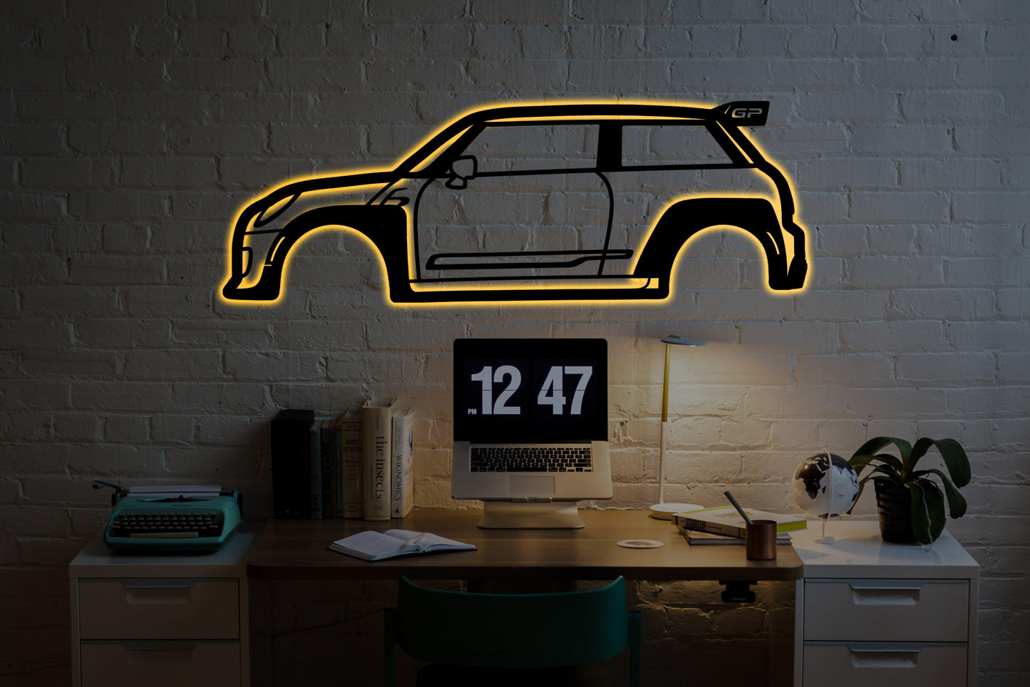 Mini Cooper GP3 2021 Metal Wall Art With Neon Light - Artifay Decor