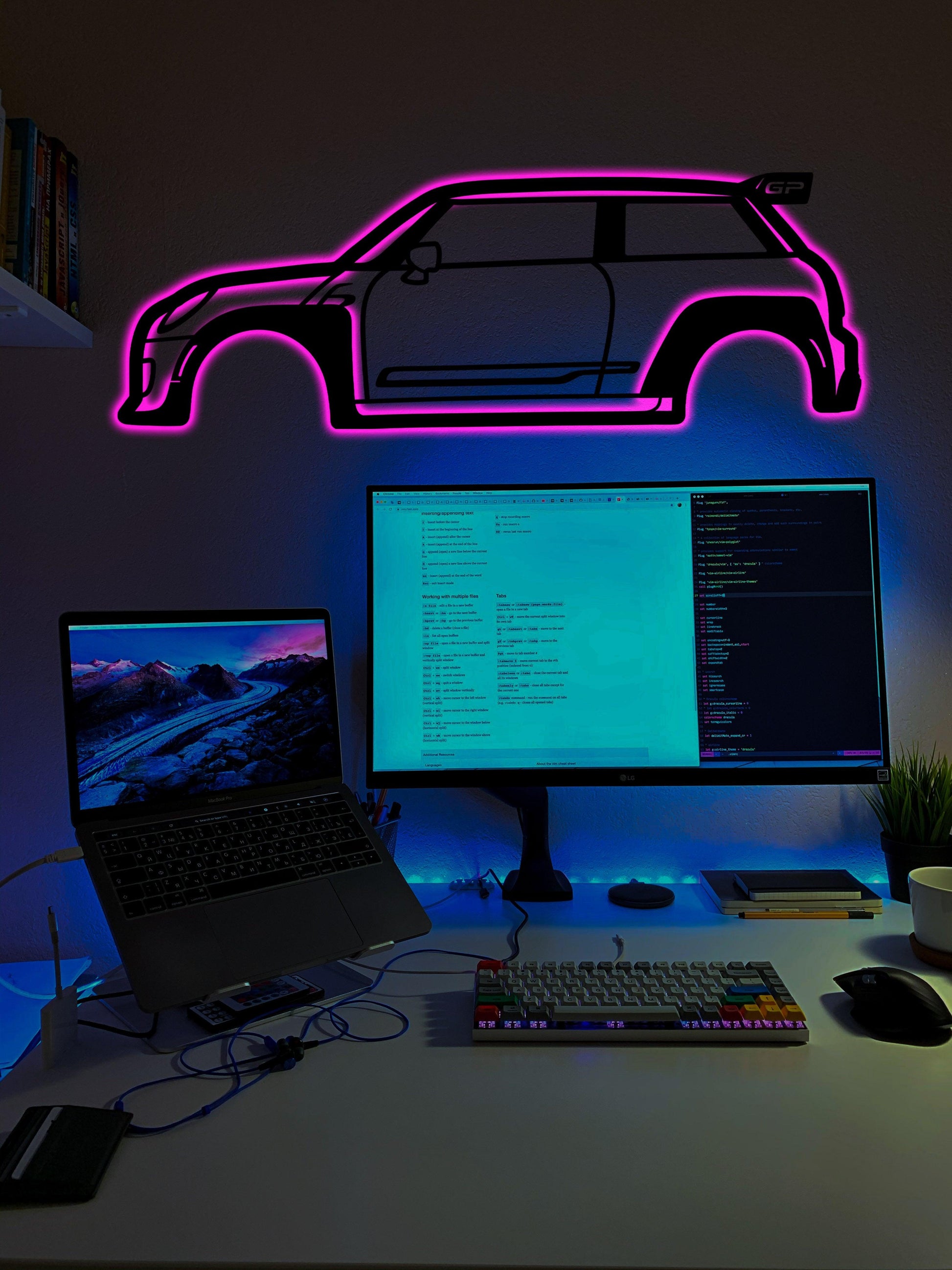 Mini Cooper GP3 2021 Metal Wall Art With Neon Light - Artifay Decor