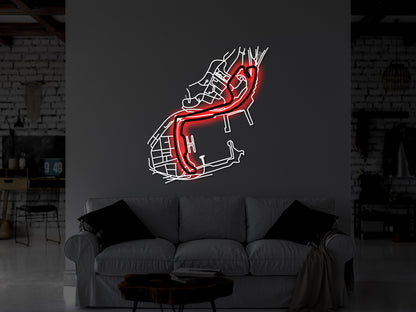 Monaco Race Track Metal Wall Art With Neon Light - Artifay Decor