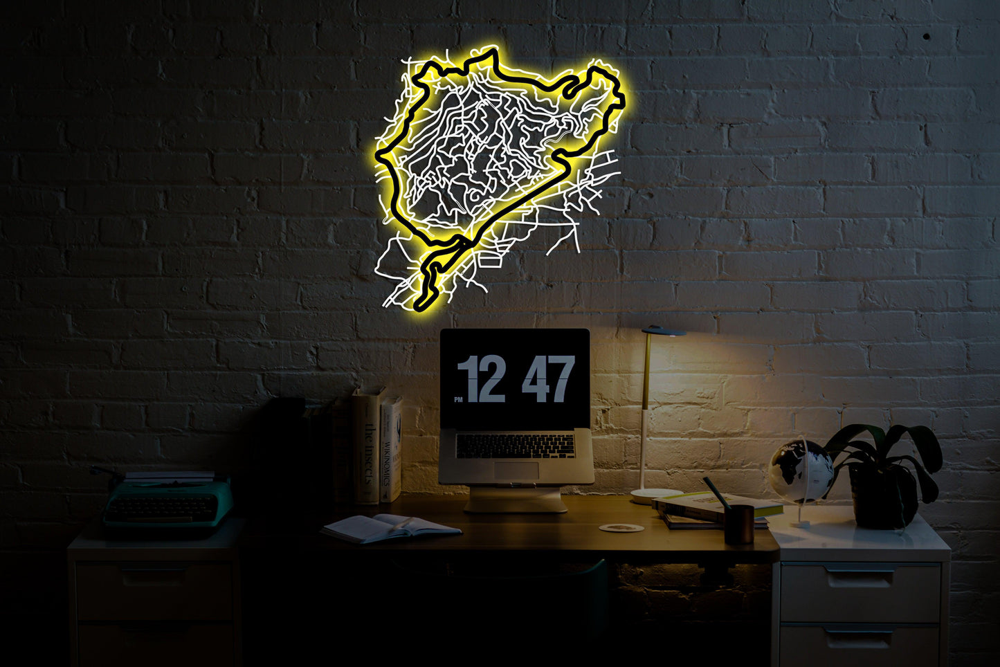 Nürburgring Race Track Metal Wall Art With Neon Light - Artifay Decor