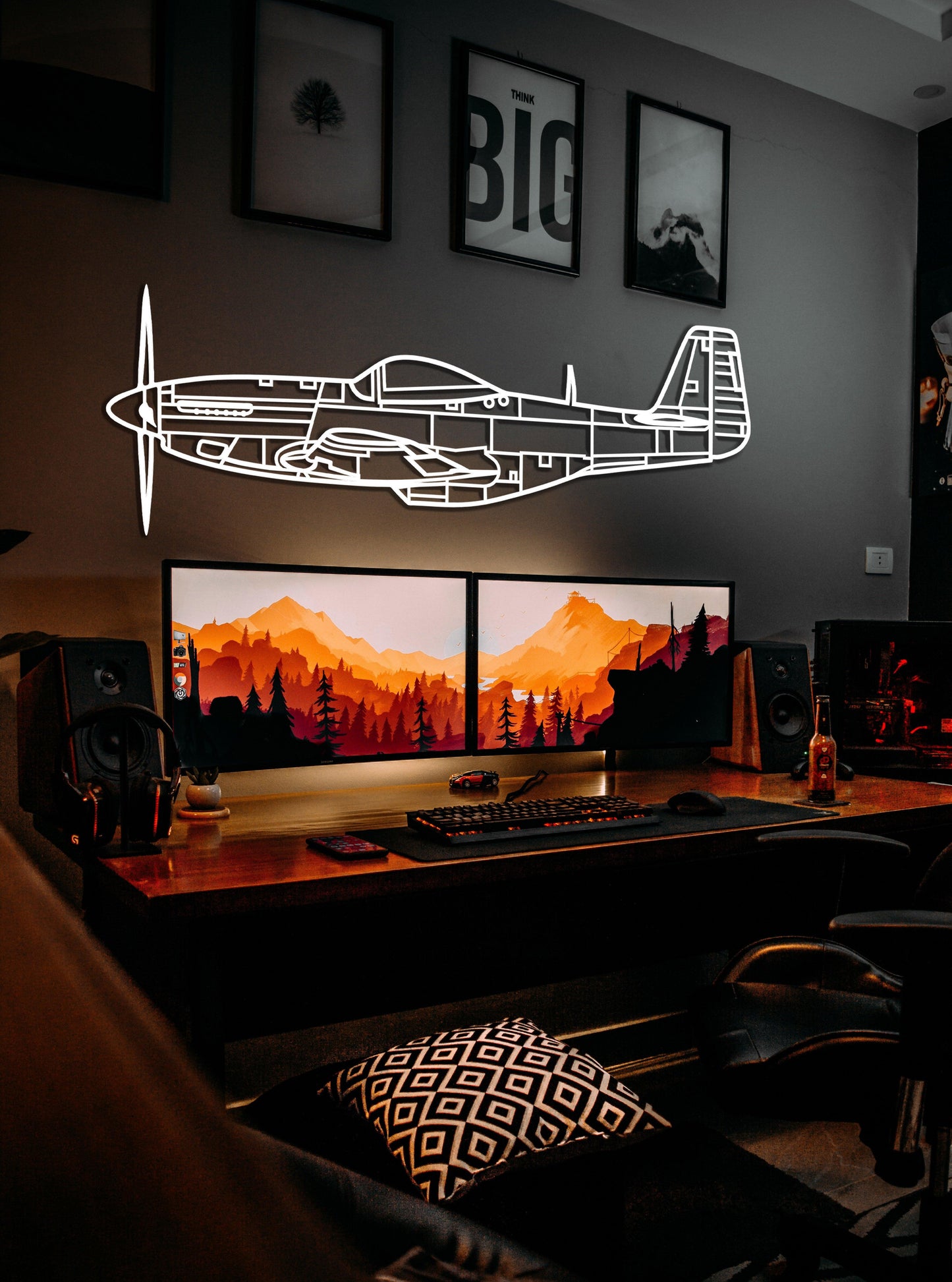 P51 Mustang Aircraft Metal Silhouette Wall Art - Artifay Decor