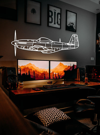 P51 Mustang Aircraft Metal Silhouette Wall Art - Artifay Decor