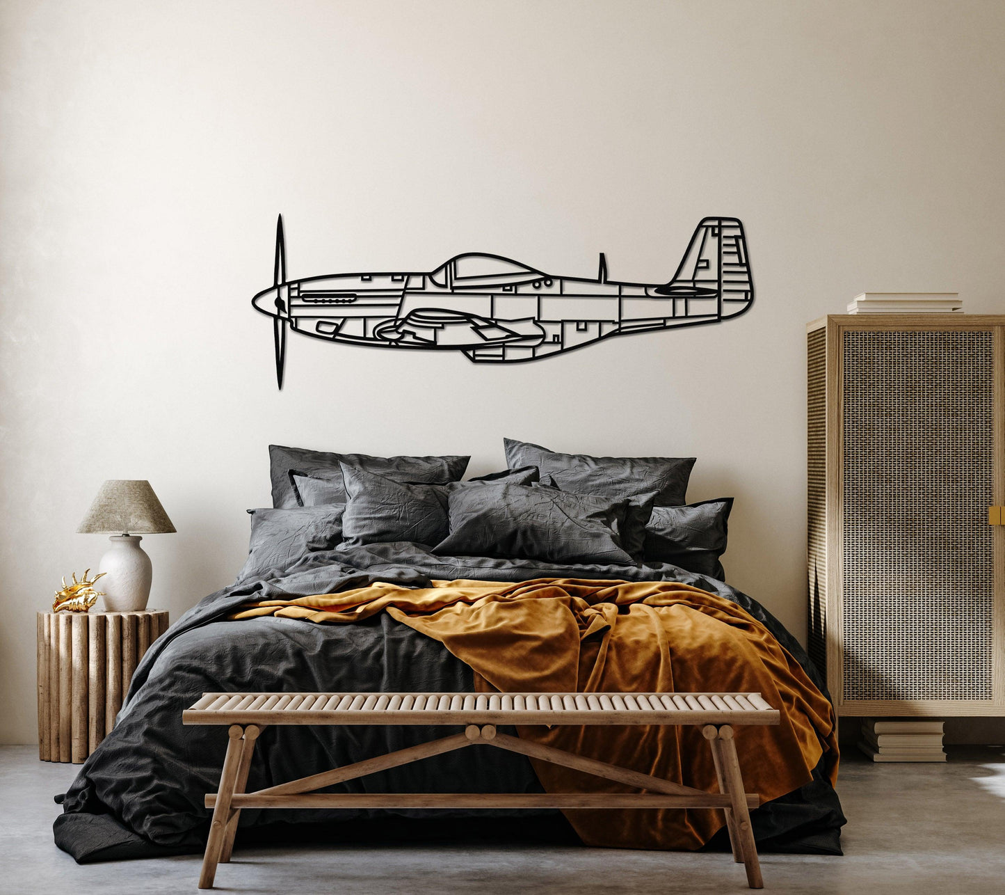 P51 Mustang Aircraft Metal Silhouette Wall Art - Artifay Decor