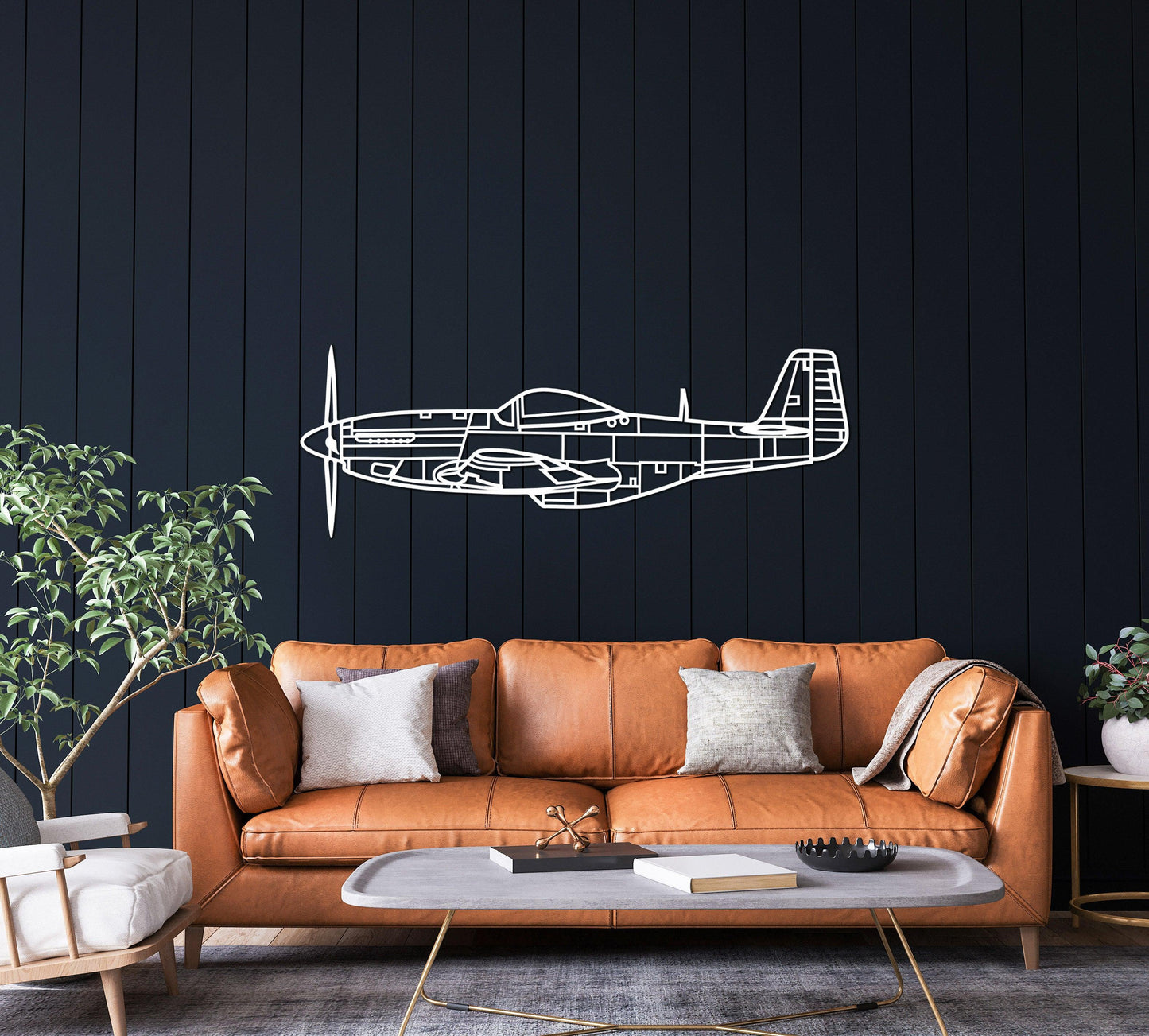 P51 Mustang Aircraft Metal Silhouette Wall Art - Artifay Decor