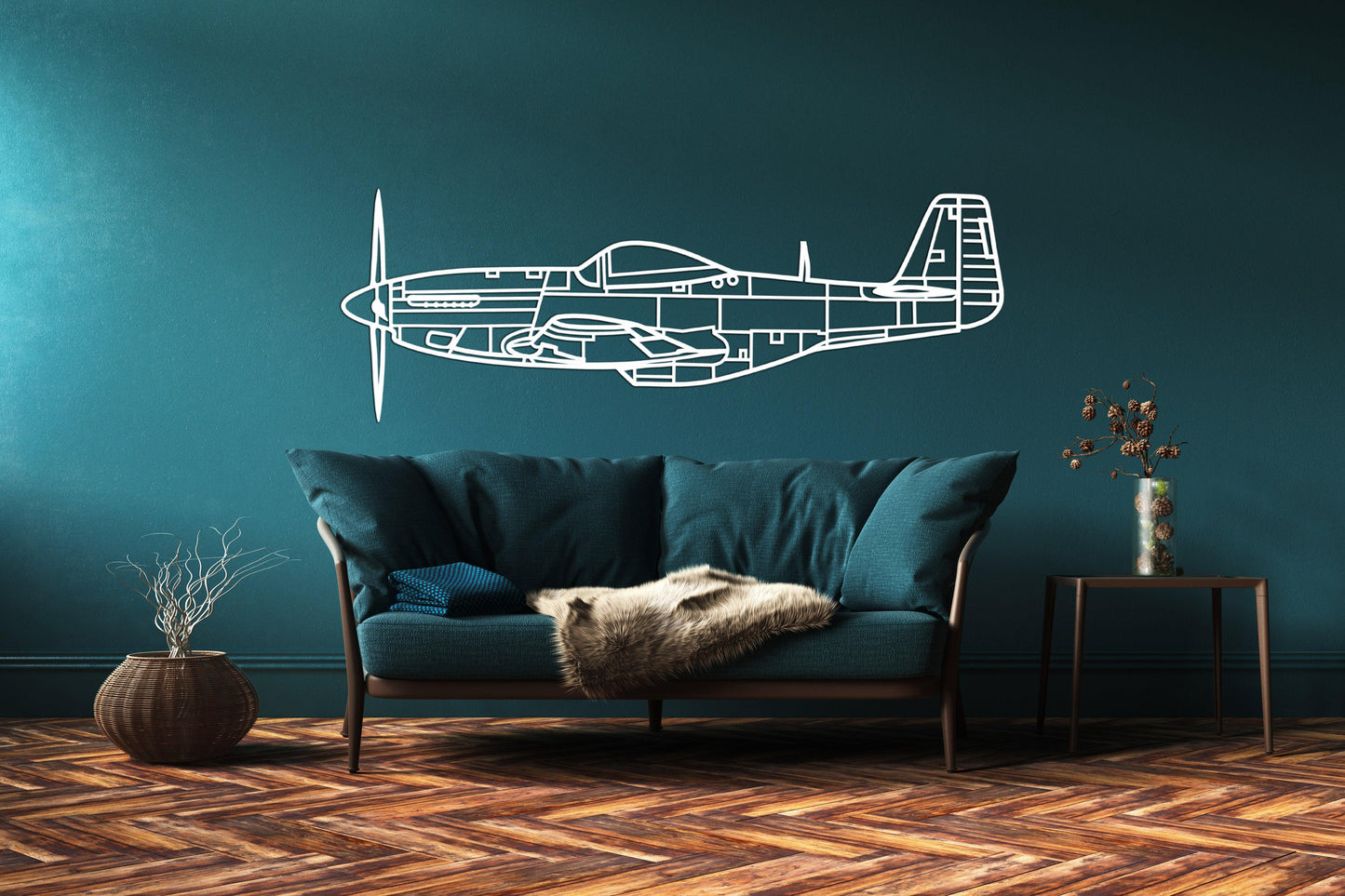 P51 Mustang Aircraft Metal Silhouette Wall Art - Artifay Decor