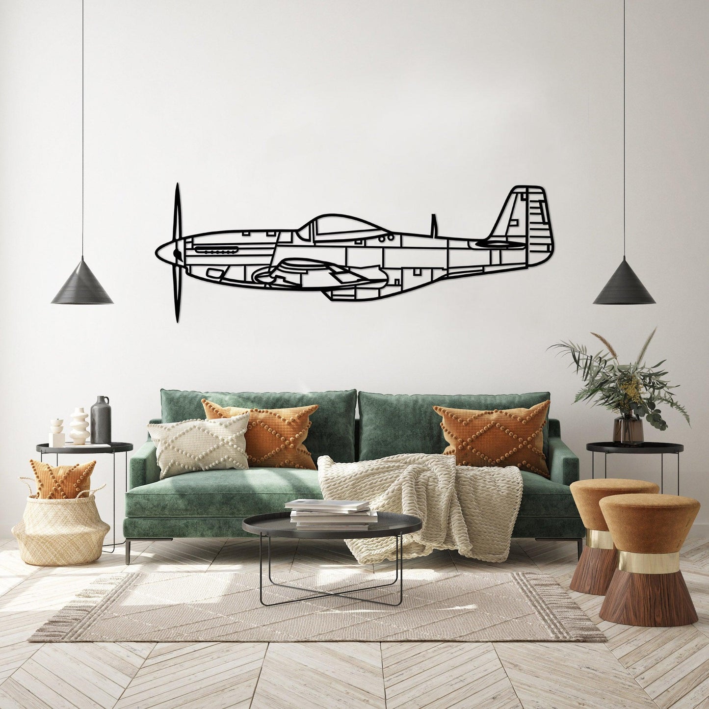 P51 Mustang Aircraft Metal Silhouette Wall Art - Artifay Decor