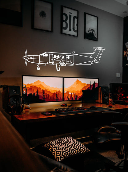 Pilatus PC-12 Metal Aircraft Wall Art - Artifay Decor