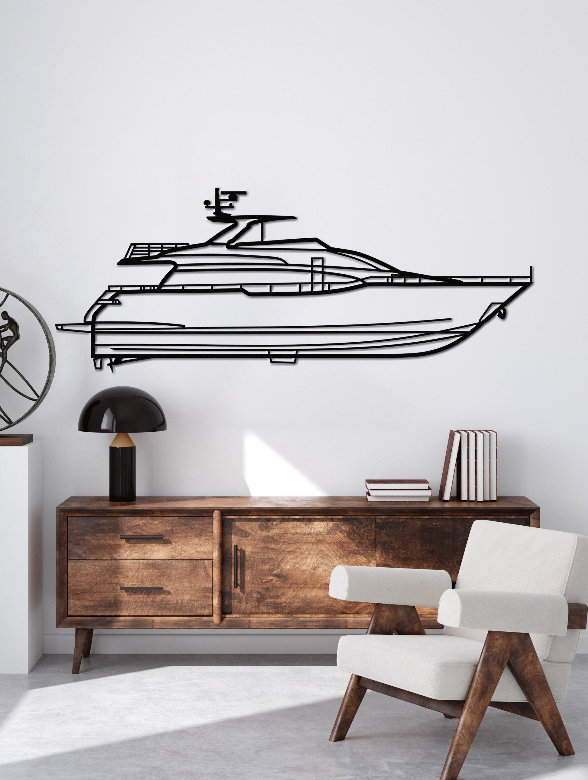 Sanlorenzo SL78 Metal Yacht Silhouette Wall Art - Artifay Decor