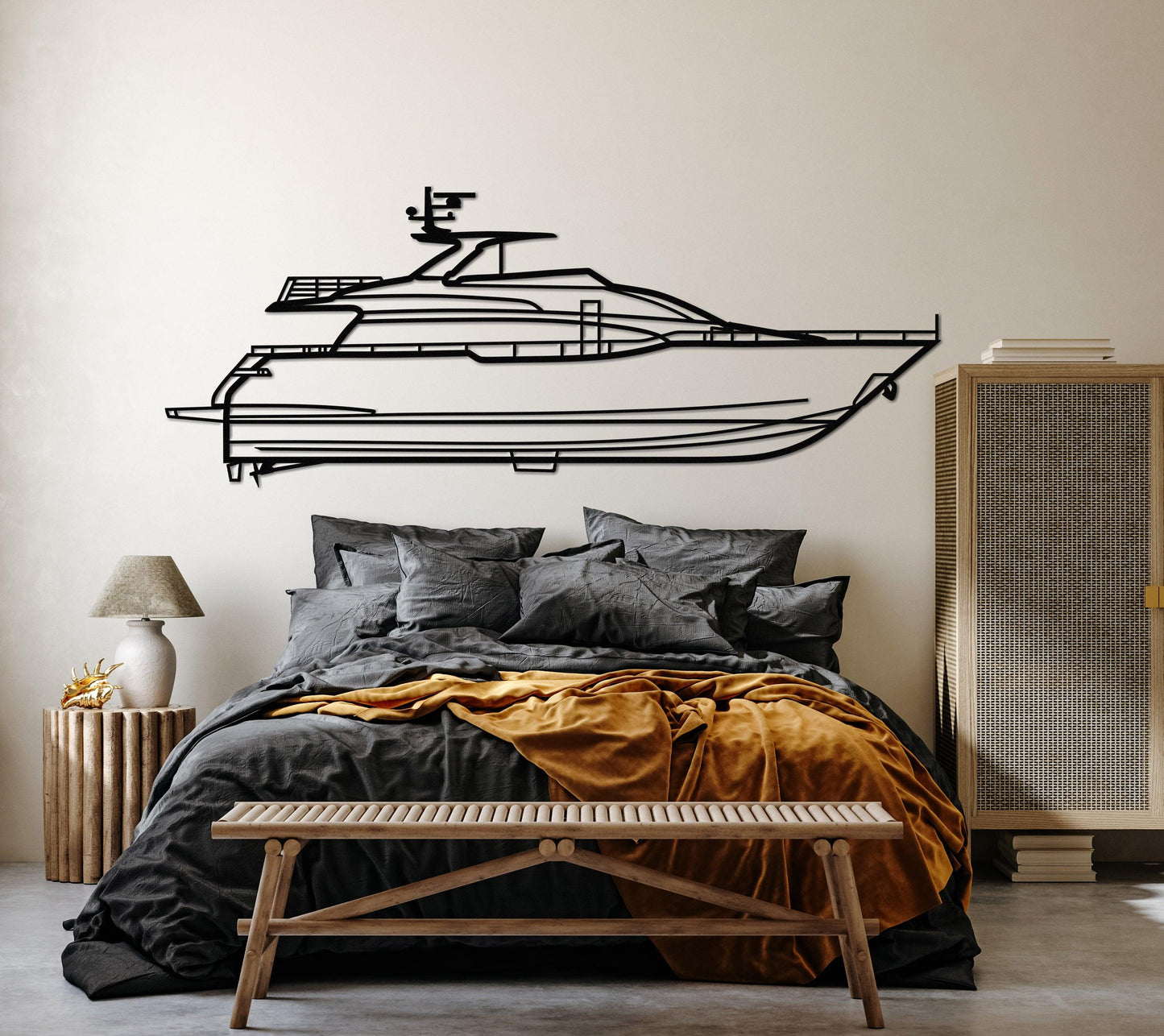 Sanlorenzo SL78 Metal Yacht Silhouette Wall Art - Artifay Decor