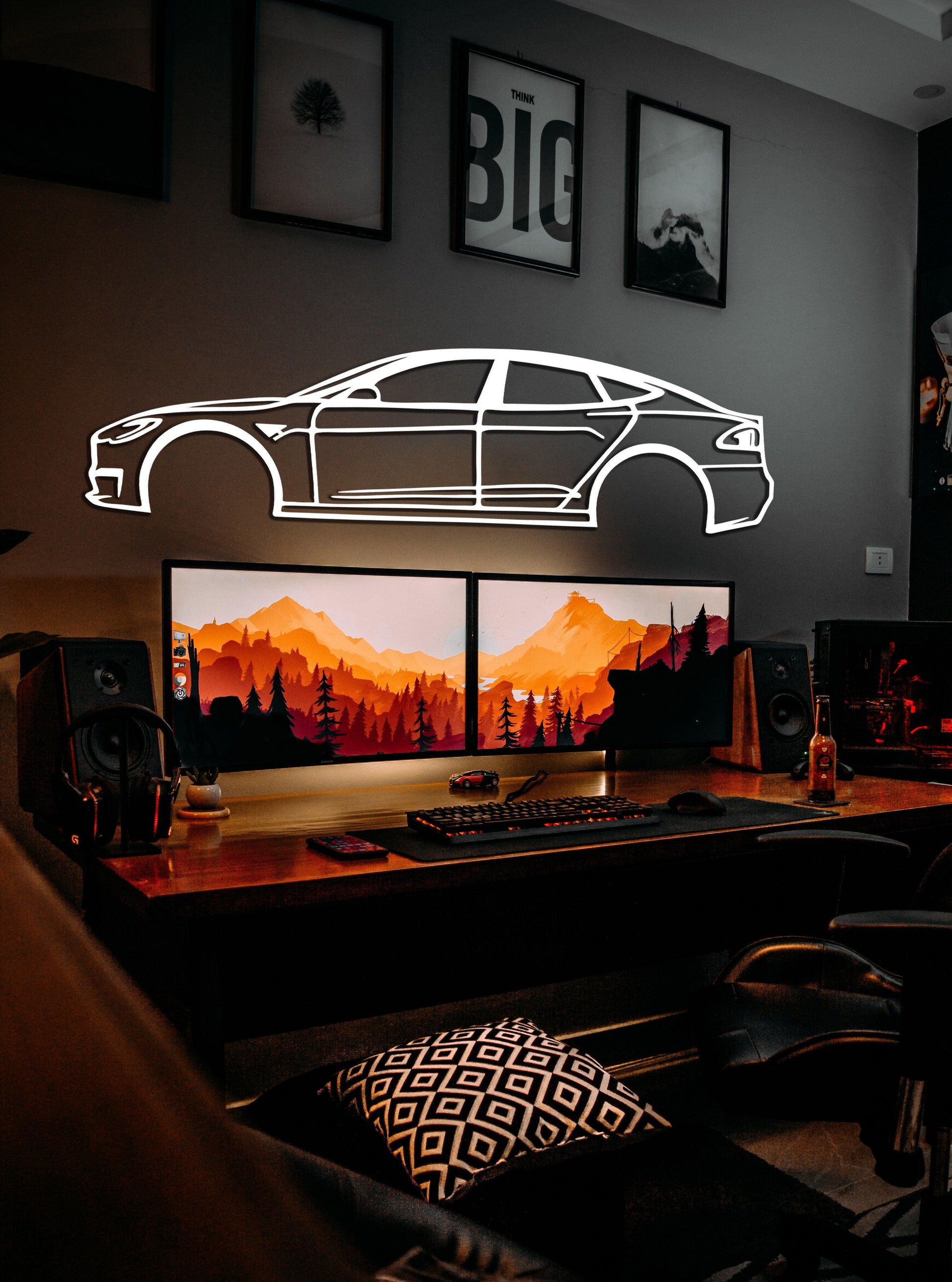 Tesla Model S Metal Car Wall Art - Artifay Decor